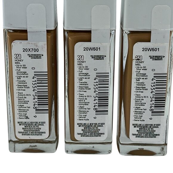 Maybelline Superstay Full Coverage 30 Hour Foundation 320 Honey Meil 3PK New - Picture 6 of 8